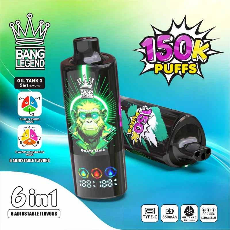 Bang Legend 150K PUFFS 6U1 – 150k slukk, 6-in-1 ízváltó, LED kijelző, Type-C, TPD tanúsított