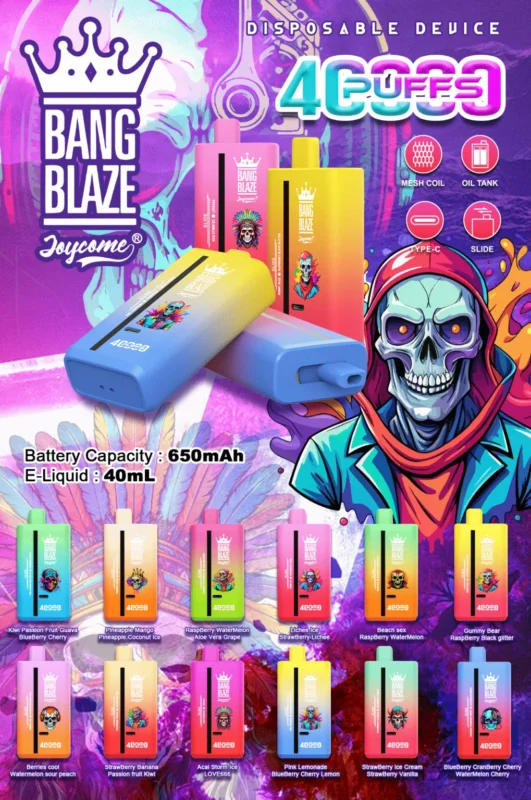 BANG BLAZE Dual Flavor 40K Puffs 2in1 – két íz egyben, Type-C, 40k slukk, TPD tanúsított eldobható vape